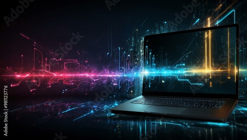 Abstract electronic gaming laptop background.