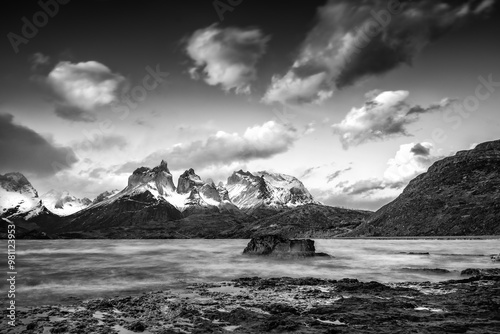 View onwards cordillera del Paine in National Park Torres del Paine, Patagonie, Chile.