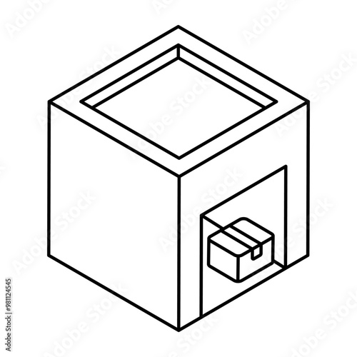 A flat design icon of warehouse