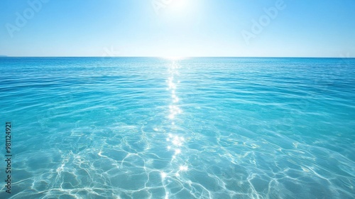 Crystal clear blue sea water rippling under soft sunlight creating a sense of serenity and open space perfect for travel and nature designs