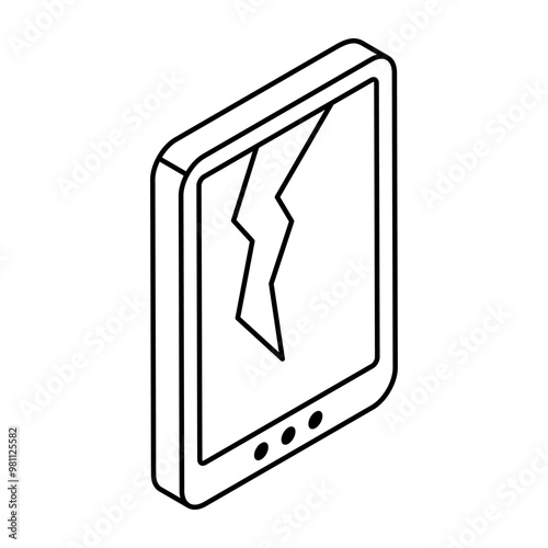 Creative design icon of cracked phone 