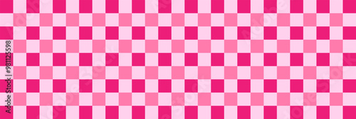 Seamless pink checkered pattern with alternating shades of pink squares. Geometric background for textile and print design.