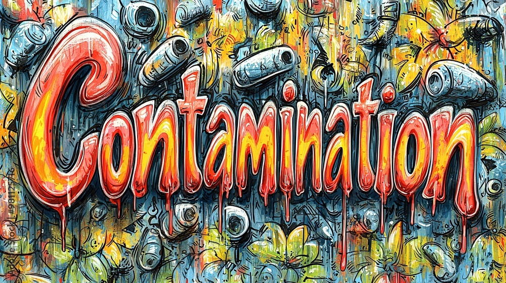 Obraz premium Colorful graffiti art illustrating the concept of contamination