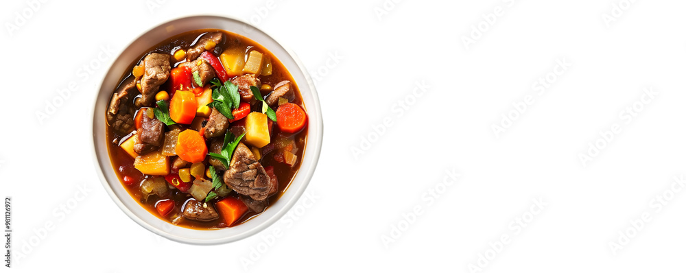 Hearty Beef Stew in White Bowl Hearty Beef Stew in White Bowl
