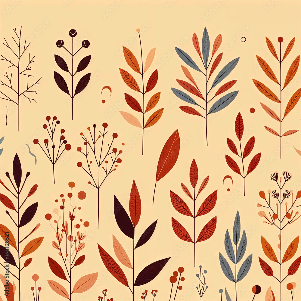 Autumn Foliage Close-Up - Minimalist Flat Design