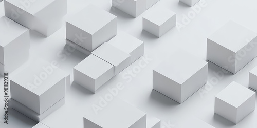 Abstract cubes background. Minimal geometric design. 3d render illustration style.