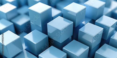 Abstract cubes background. Minimal geometric design. 3d render illustration style.