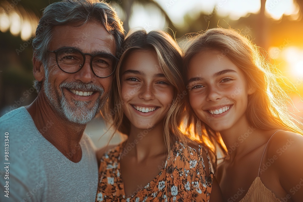 Fototapeta premium Happy Family Moment Mother, Father, and Teenage Daughter Enjoying Time Together