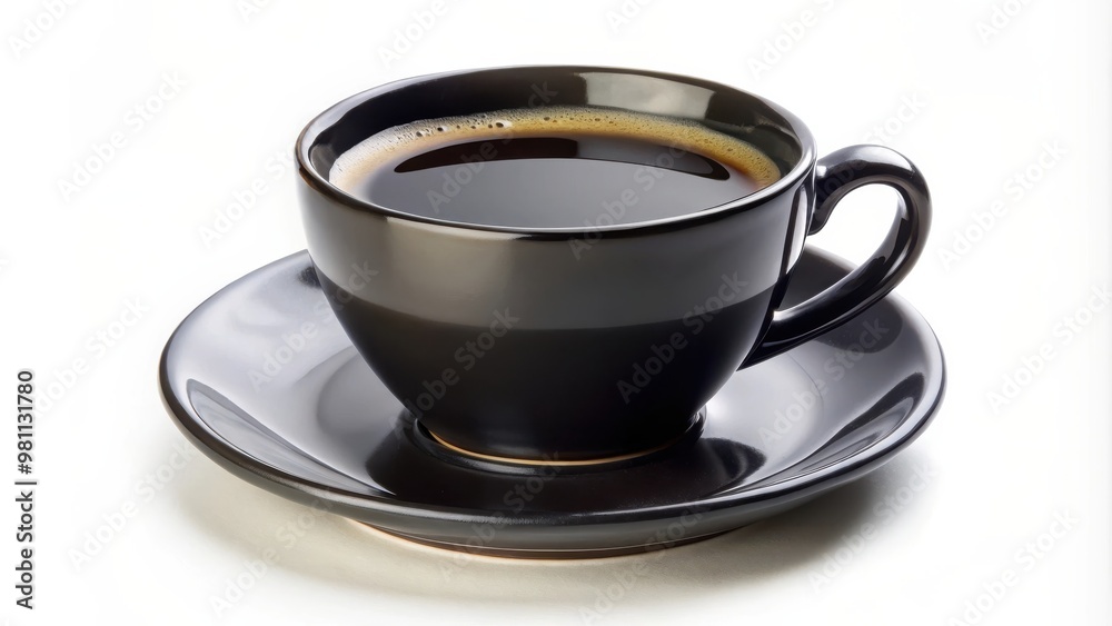 Obraz premium Black coffee cup isolated on white background with clipping path included