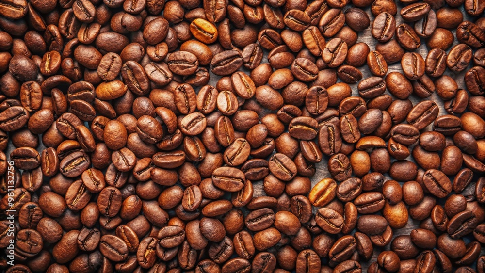 Obraz premium Top view of coffee beans arranged artistically on a flat surface in muted tones