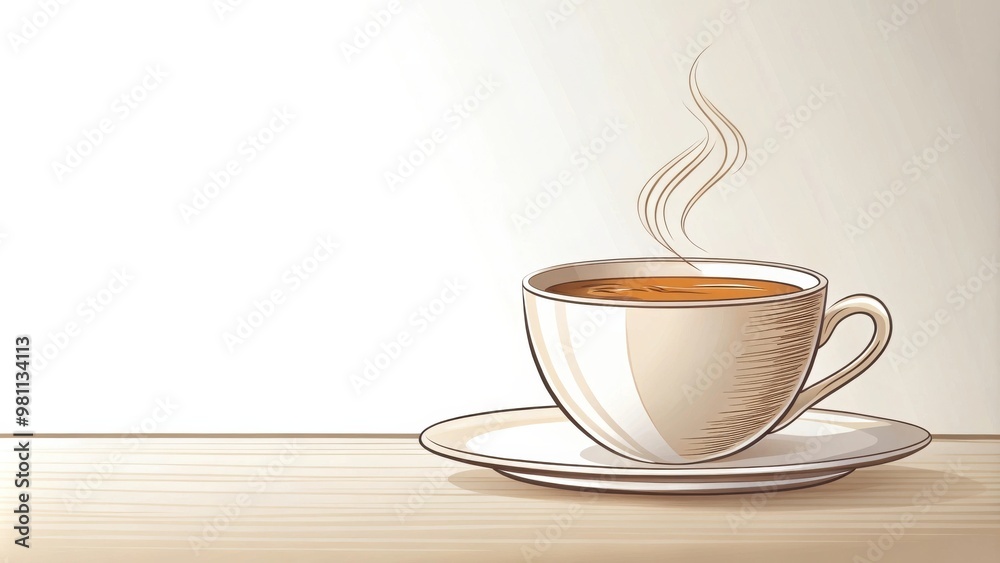 Linear drawing of a cup of coffee with artistic touch Linear drawing of a cup of coffee with artistic touch