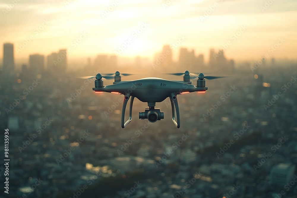 Fototapeta premium Aerial Photography Drone Capturing Cityscape Footage