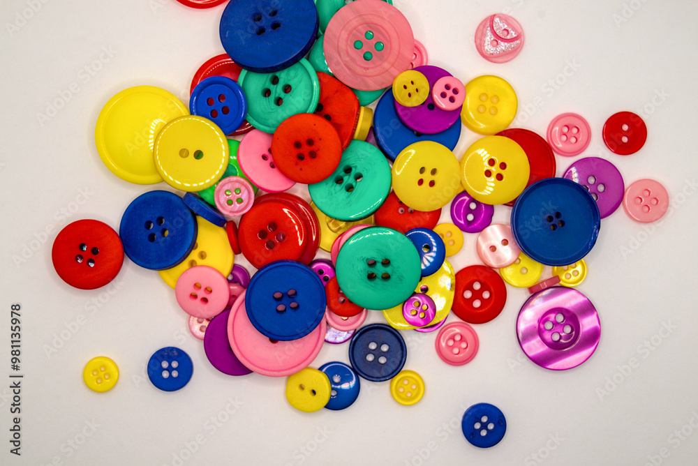 Colorful buttons scattered on white background Colorful buttons scattered on white background