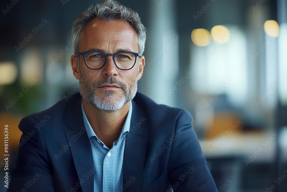Obraz premium Mature Corporate Manager Leading a Meeting in an Office