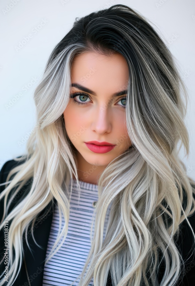A woman with black and white hair A woman with black and white hair