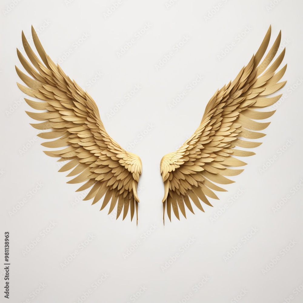 Obraz premium Spread wings of an angel on white background. 