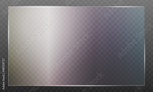 Transparent abstract gradient background with trendy ribbed glass effect. Acrylic reeded fluted panel, clear plastic texture. Vector illustration