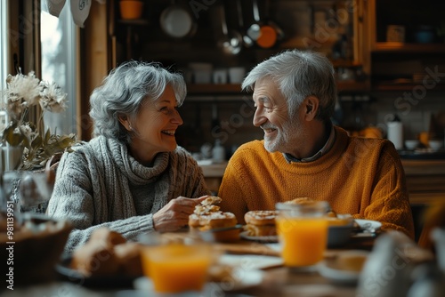 Retired Couple Enjoying Breakfast Together