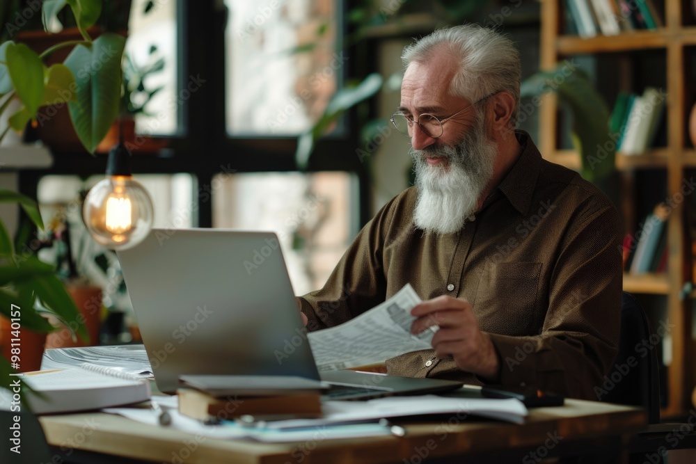 A person sitting at a table with a laptop, ready to work or study A person sitting at a table with a laptop, ready to work or study