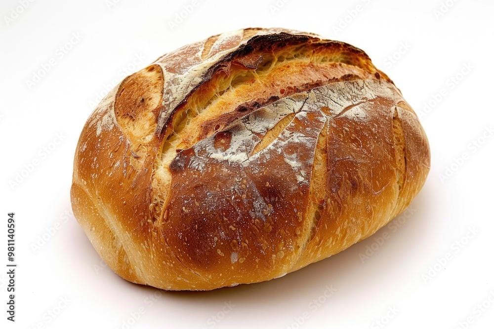 Fresh loaf of bread placed on a clean white surface Fresh loaf of bread placed on a clean white surface