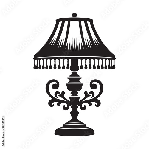 Table Lamp silhouette vector style On white background
