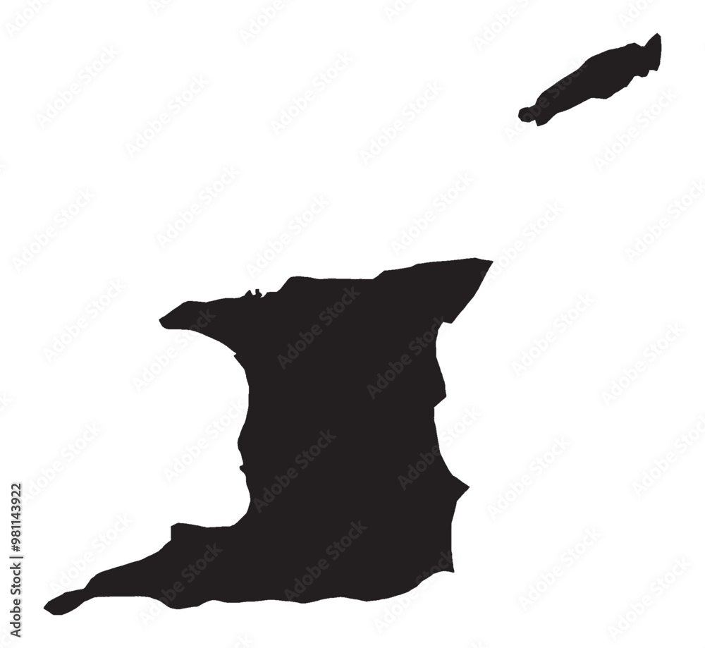 Trinidad and Tobago Silhouette Map Trinidad and Tobago Silhouette Map