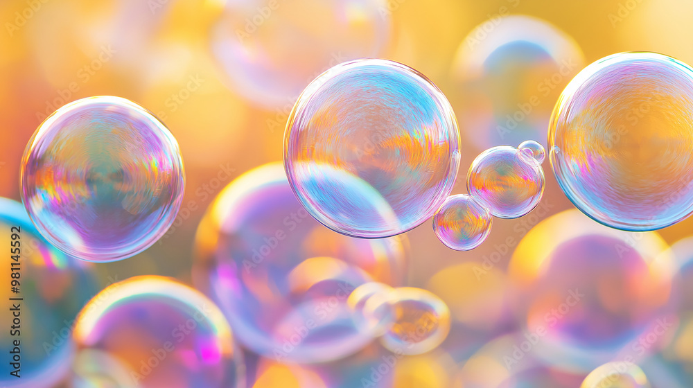 Rainbow soap bubbles on bright colorful background close up Rainbow soap bubbles on bright colorful background close up