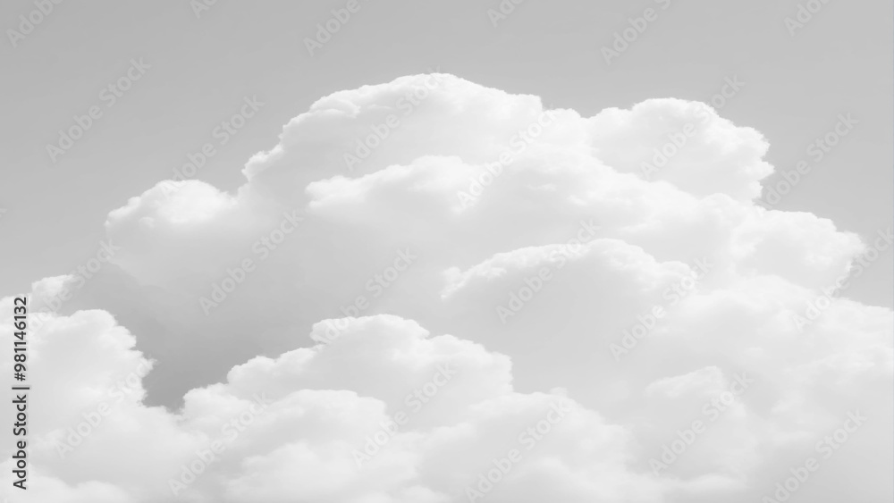 Naklejka premium White Clouds from above. Aerial view of the fluffy white cloud on blue sky. Top view from an airplane over white clouds