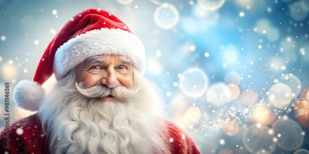 3D Santa in Winter Wonderland: Feature Santa with Bokeh Lights in a Magical Snowy Landscape - Isolated Icon on White Background 3D Santa in Winter Wonderland: Feature Santa with Bokeh Lights in a Magical Snowy Landscape - Isolated Icon on White Background