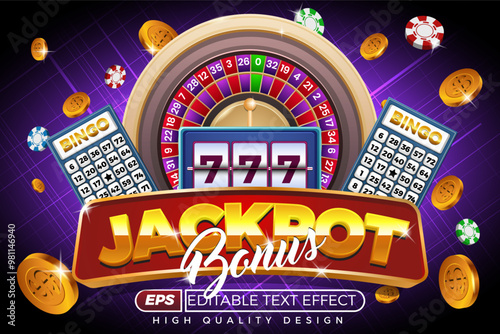 editable 3d text effect bonus jackpot