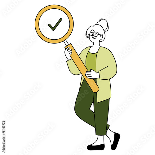 Older Businesswoman. Flat Vector Illustration