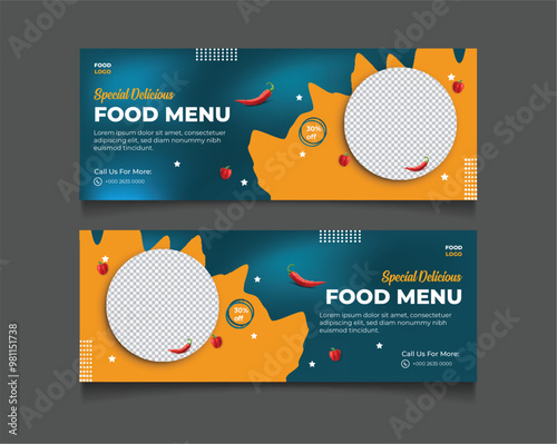 special Burger and food restaurant banner design.