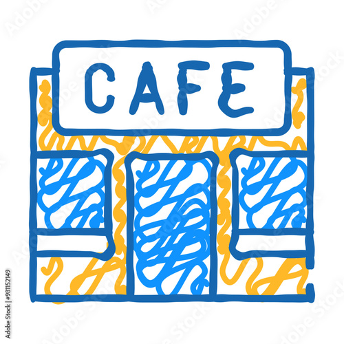 cafe building doodle icon sketch vector. cafe building sign. isolated symbol illustration