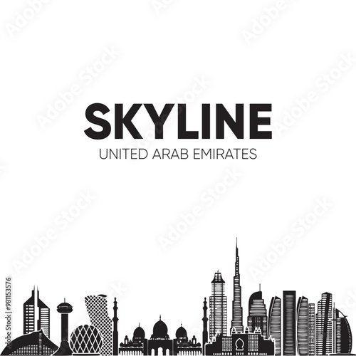 United Arab Emirates skyline detailed silhouette. Vector illustration