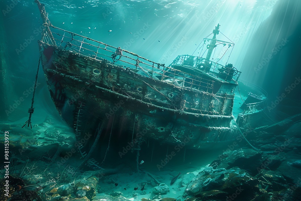 Abandoned ship wreck in the Red Sea Abandoned ship wreck in the Red Sea