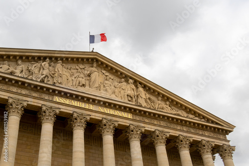 Paris, France, Heavy clouds over the Assemblee Nationale, lower house of the bicameral French Parliament under the Fifth Republic photo