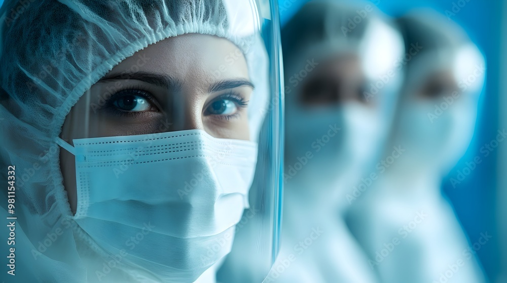 Healthcare Workers in Protective Medical Uniform and Face Mask During COVID-19 Pandemic Healthcare Workers in Protective Medical Uniform and Face Mask During COVID-19 Pandemic