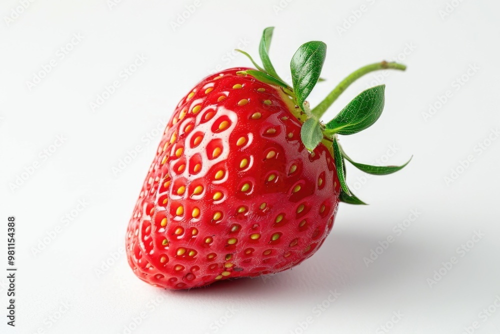 A single strawberry on a white background