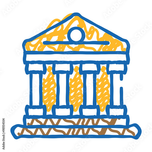 government building doodle icon sketch vector. government building sign. isolated symbol illustration