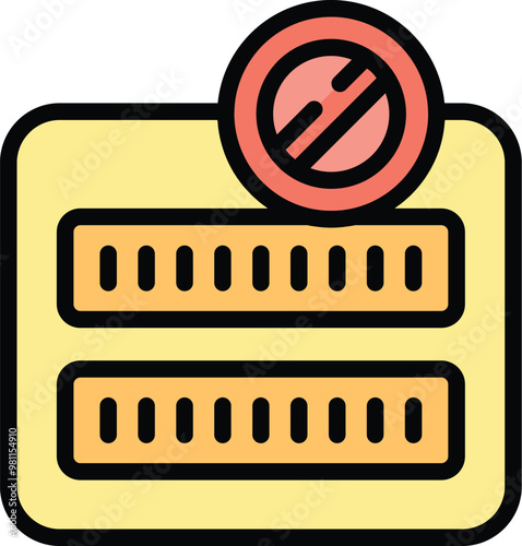 Colorful icon depicting a server with a crossed out circle, symbolizing a denial of service attack