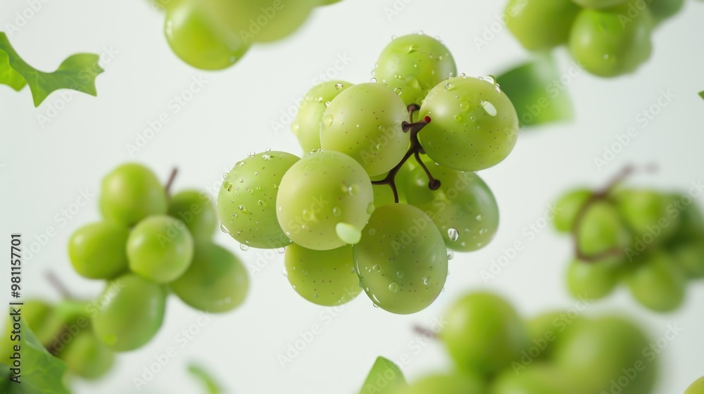 Fresh green grapes growing on a tree branch Fresh green grapes growing on a tree branch