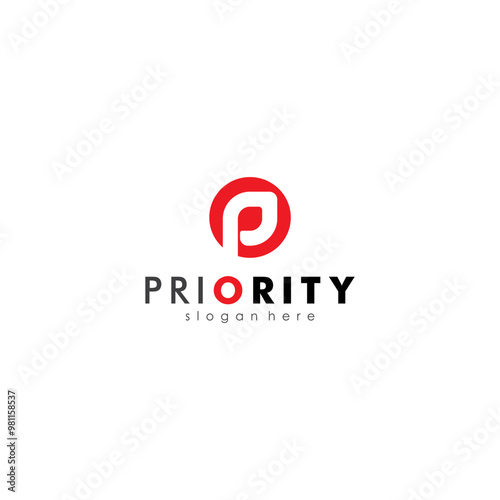 letter p logo simple circle leaf shape logo