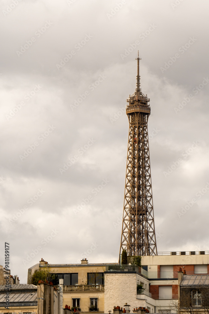 Paris Eiffel Tower and river Seine at sunset in Paris, France. Eiffel Tower is one of the most iconic landmarks of Paris Paris Eiffel Tower and river Seine at sunset in Paris, France. Eiffel Tower is one of the most iconic landmarks of Paris