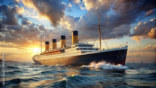 Titanic ship on the sea.