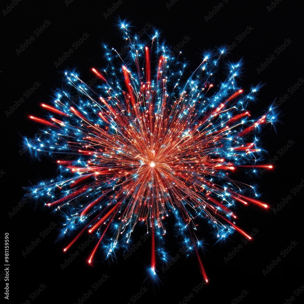 Fototapeta premium Vibrant fireworks explosion at night