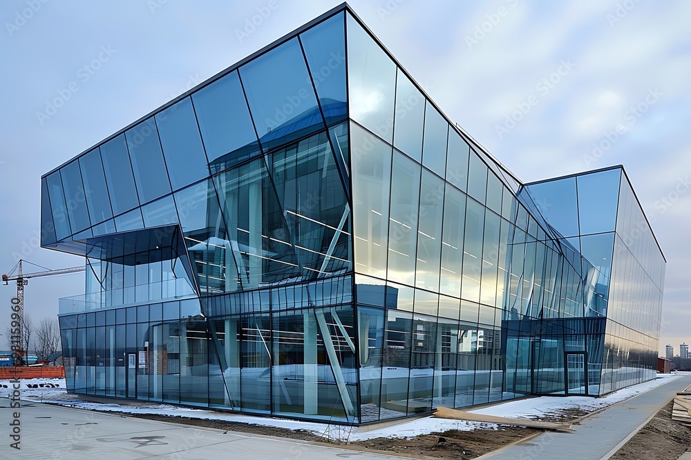 A building with contemporary glass windows A building with contemporary glass windows