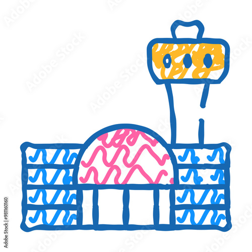 airport building doodle icon sketch vector. airport building sign. isolated symbol illustration
