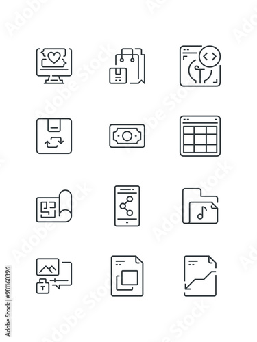 Icons for web and mobile, set of icons for web design, vector illustration