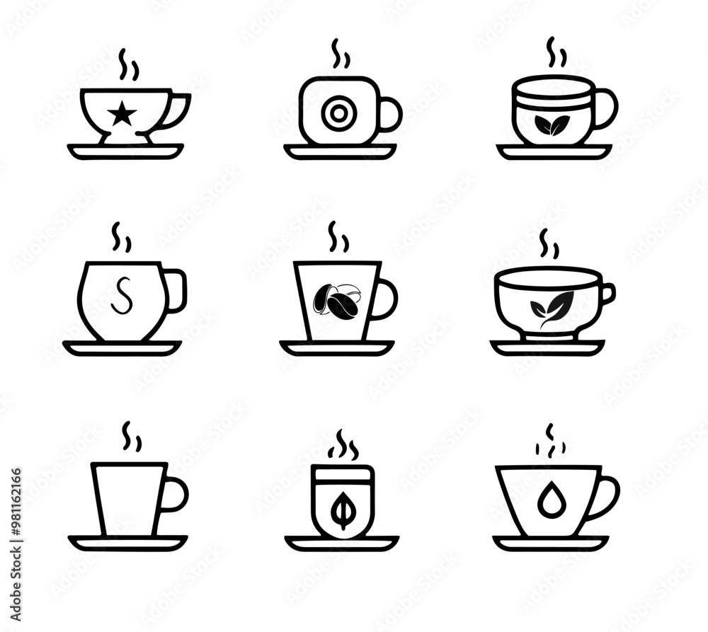 Coffee cup line web icons. Disposable coffee cup. vector