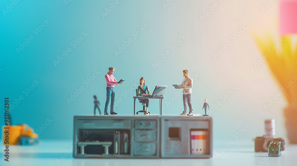 Naklejka premium miniature business poster